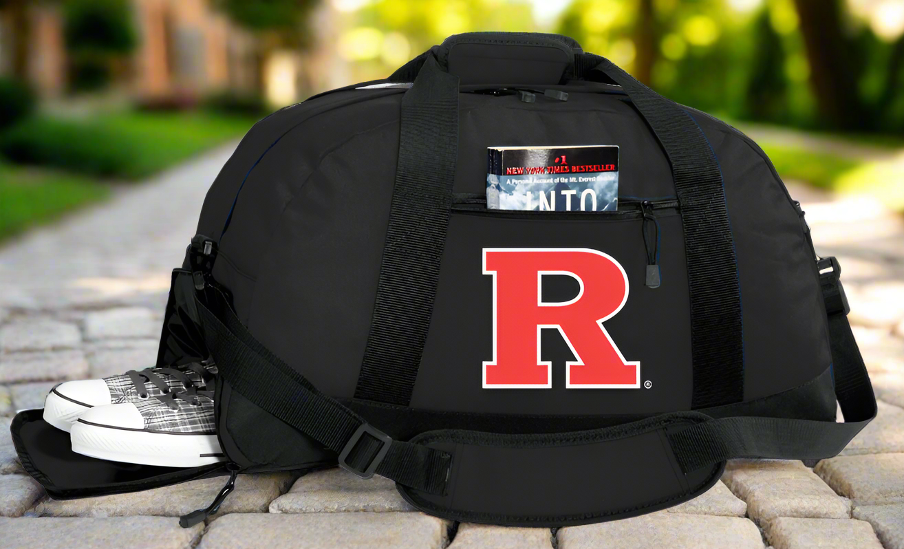 Rutgers Duffel Bag RU Gym or Sports Bag with Shoe Pocket