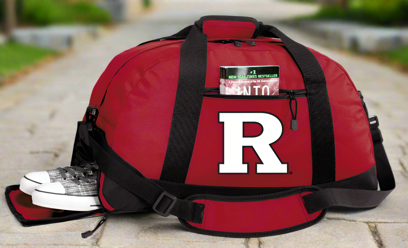 Rutgers Duffel Bag RU Gym or Sports Bag with Shoe Pocket