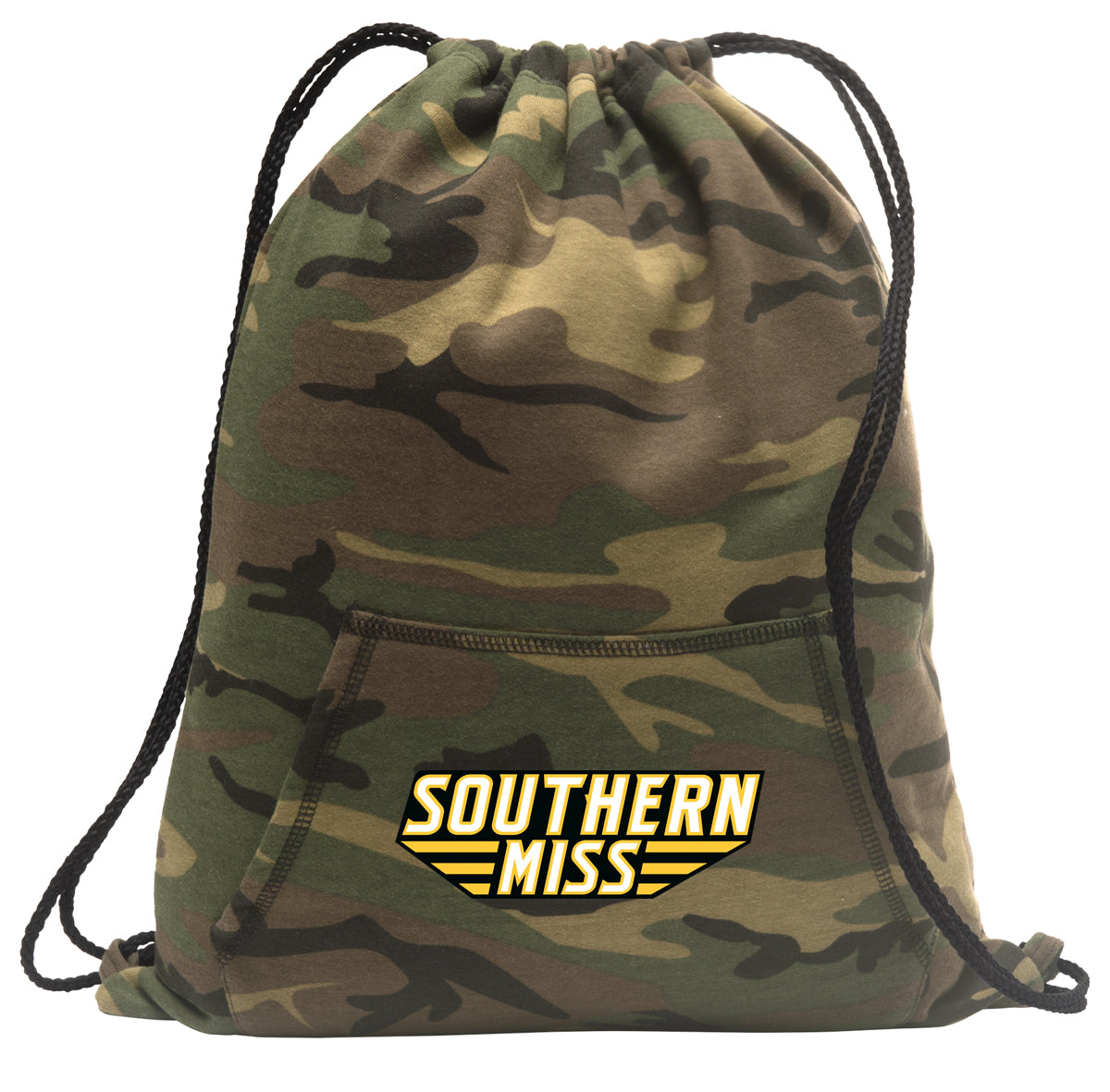 Southern Miss Camo Drawstring Backpack USM Golden Eagles Hoody Style Cinch Pack Bag