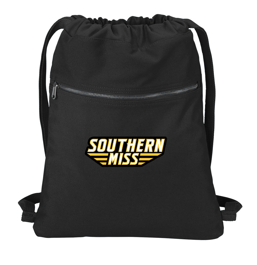 Southern Miss Canvas Drawstring Backpack USM Golden Eagles Cotton Cinch Pack Bag