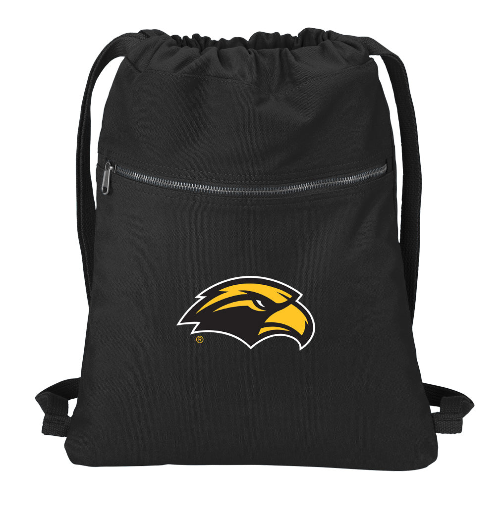 Southern Miss Canvas Drawstring Backpack USM Cotton Cinch Pack Bag