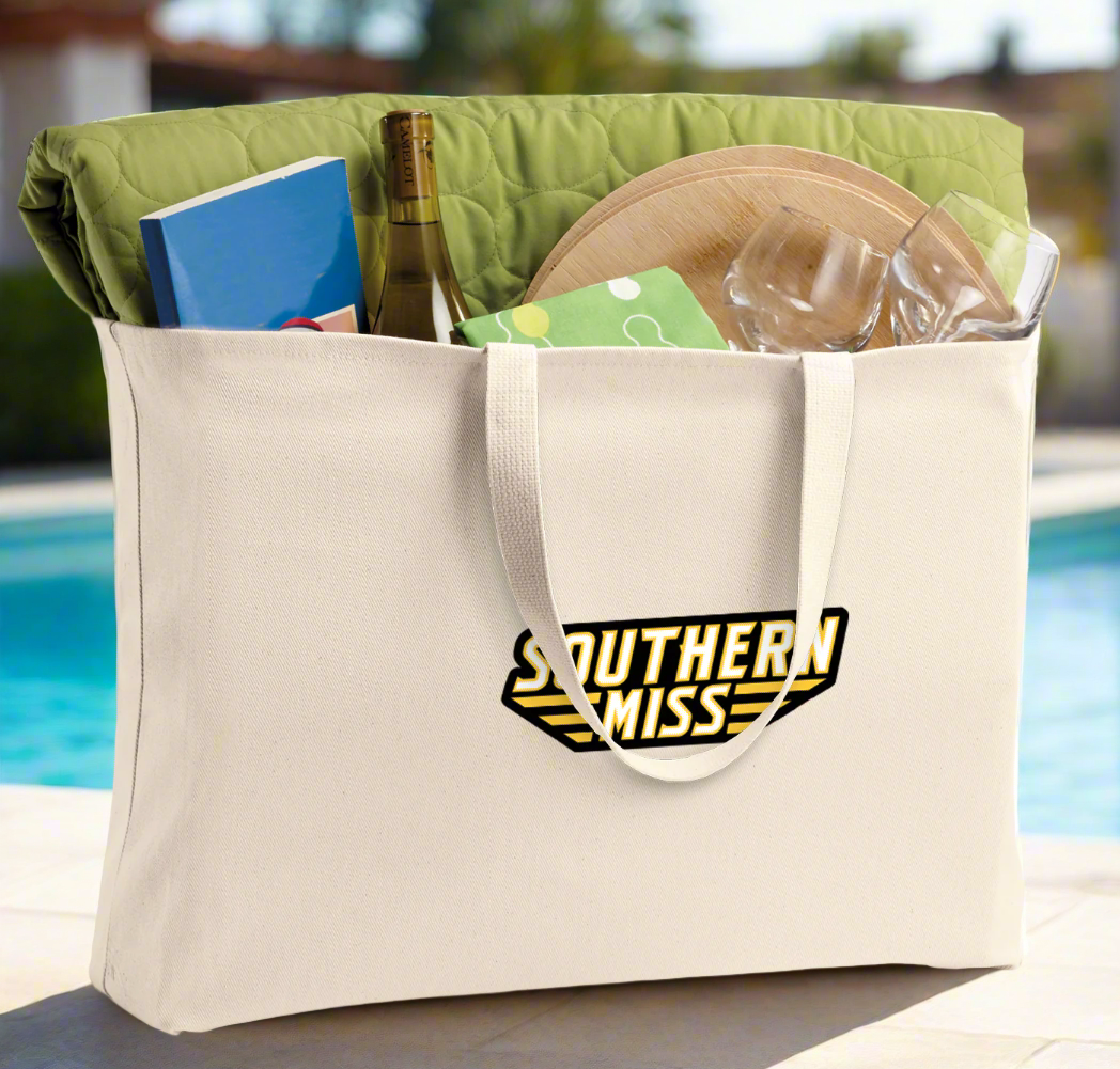 Southern Miss Large Tote Bag USM Golden Eagles Jumbo Tote for Beach Pool or Travel