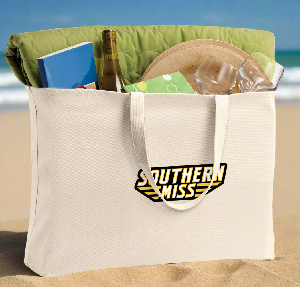 Southern Miss Large Tote Bag USM Golden Eagles Jumbo Tote for Beach Pool or Travel