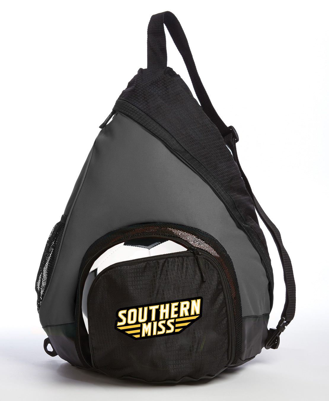 Southern Miss Sling Backpack USM Golden Eagles Bag with Soccer Ball or Volleyball Bag Sports Gear Compartment Practice Bag