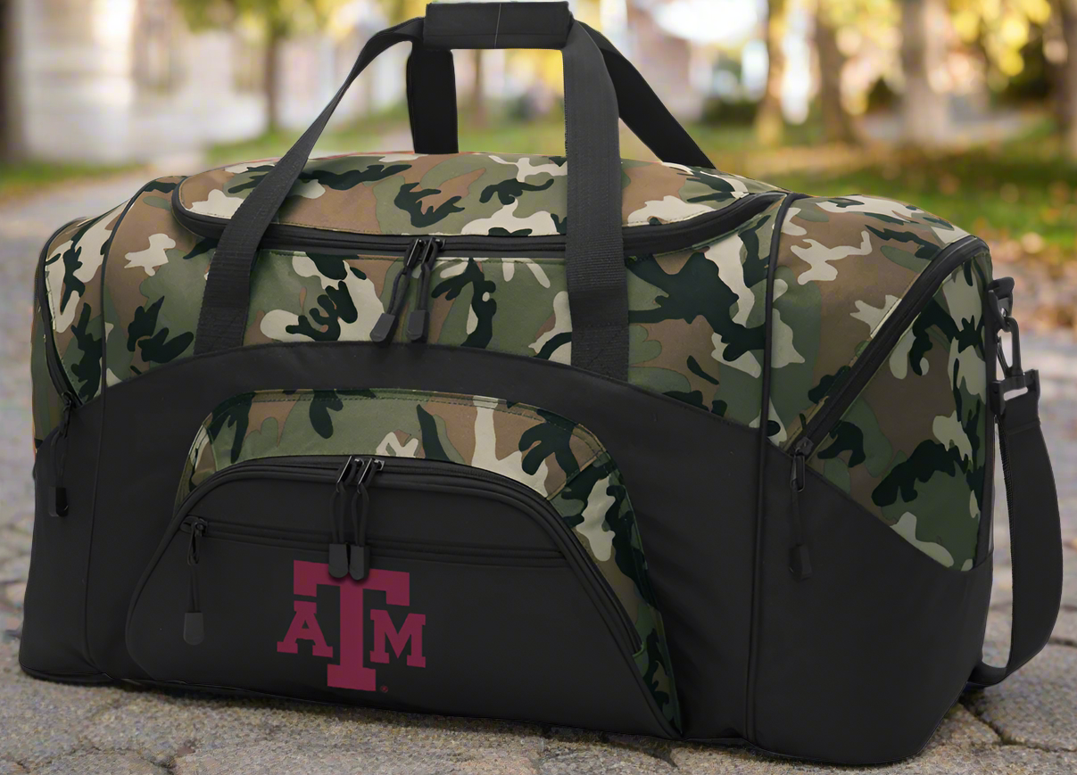 Texas A&M Duffel Bag Large Camo Aggies Suitcase or Sports Gear Bag