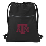 Texas A&M Canvas Drawstring Backpack Aggies Cotton Cinch Pack Bag