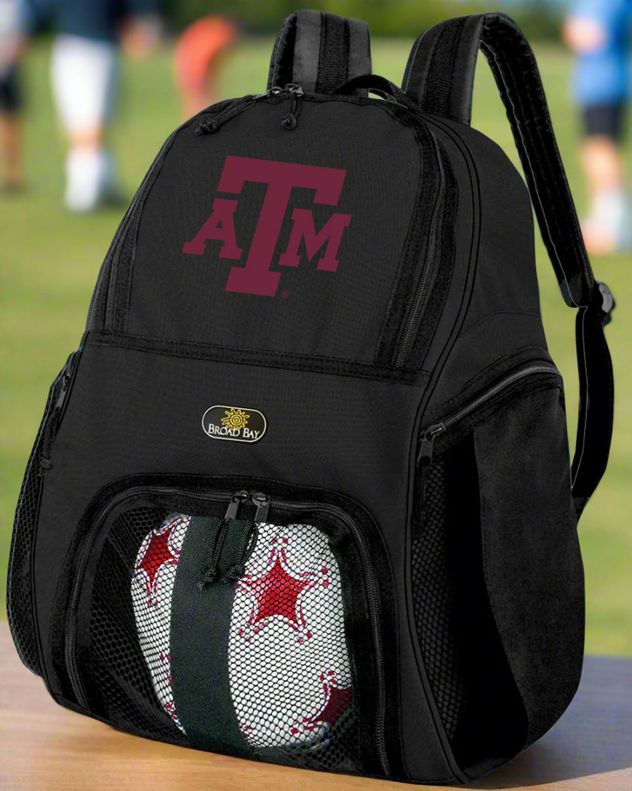 Texas A&M Soccer Ball Backpack or Aggies Volleyball Sports Gear Bag