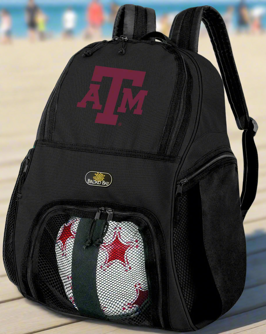 Texas A&M Soccer Ball Backpack or Aggies Volleyball Sports Gear Bag