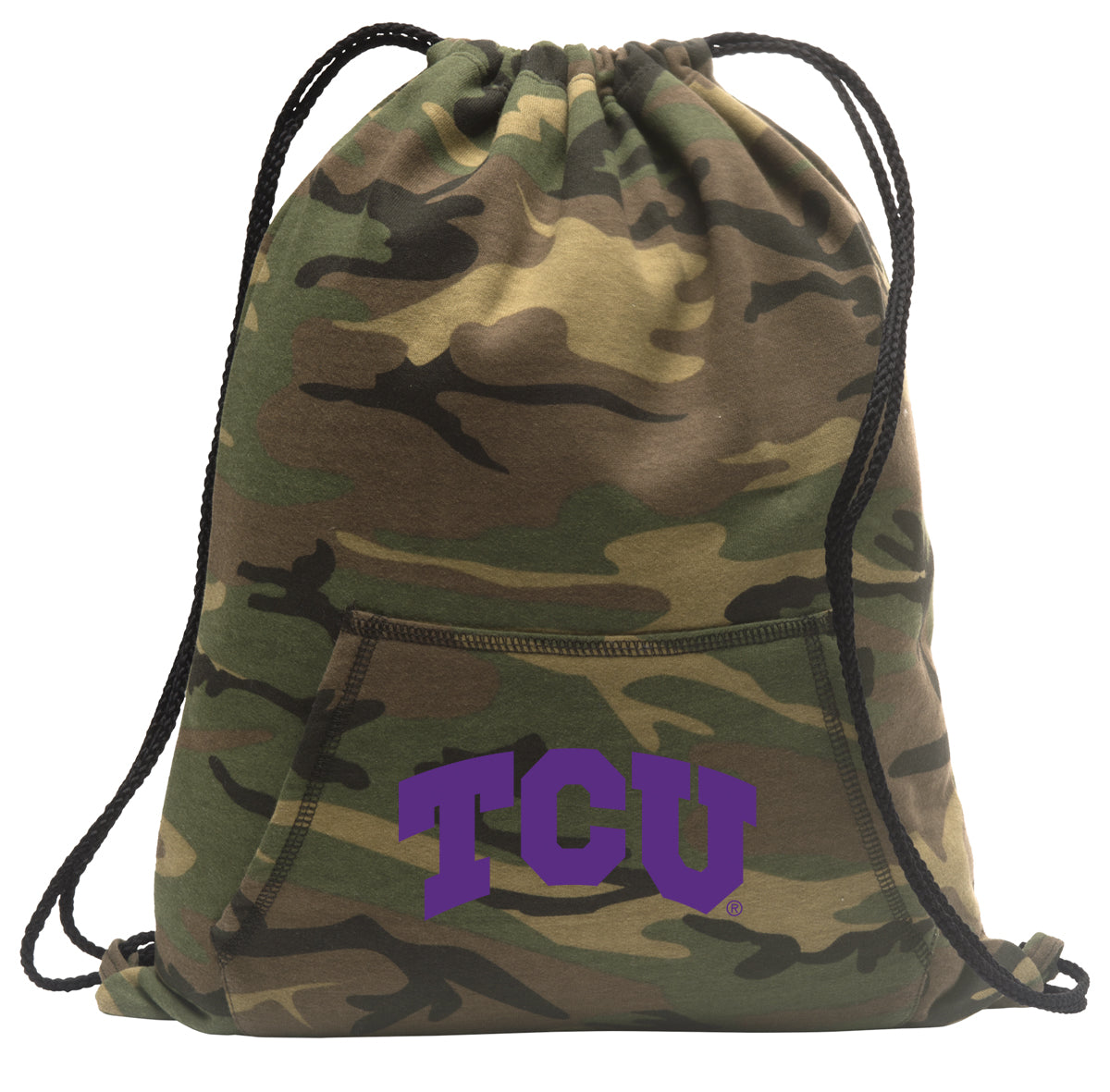 TCU Camo Drawstring Backpack Texas Christian Hoody Style Cinch Pack Bag