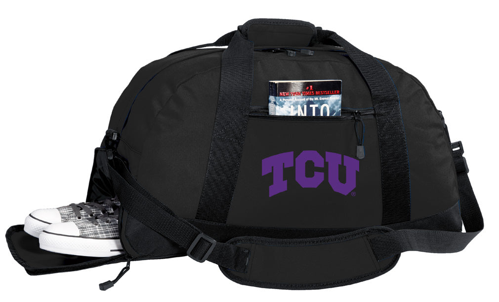 TCU Duffel Bag Texas Christian Gym or Sports Bag with Shoe Pocket