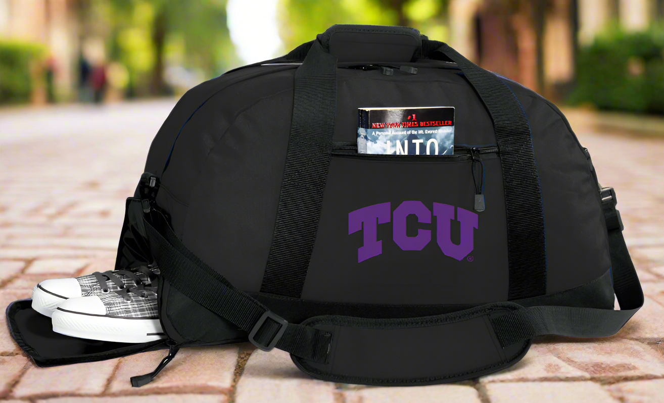 TCU Duffel Bag Texas Christian Gym or Sports Bag with Shoe Pocket