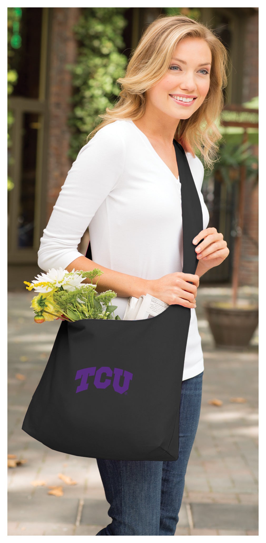 TCU Cross Body Bag Texas Christian Shoulder Tote Bag - Sling Style