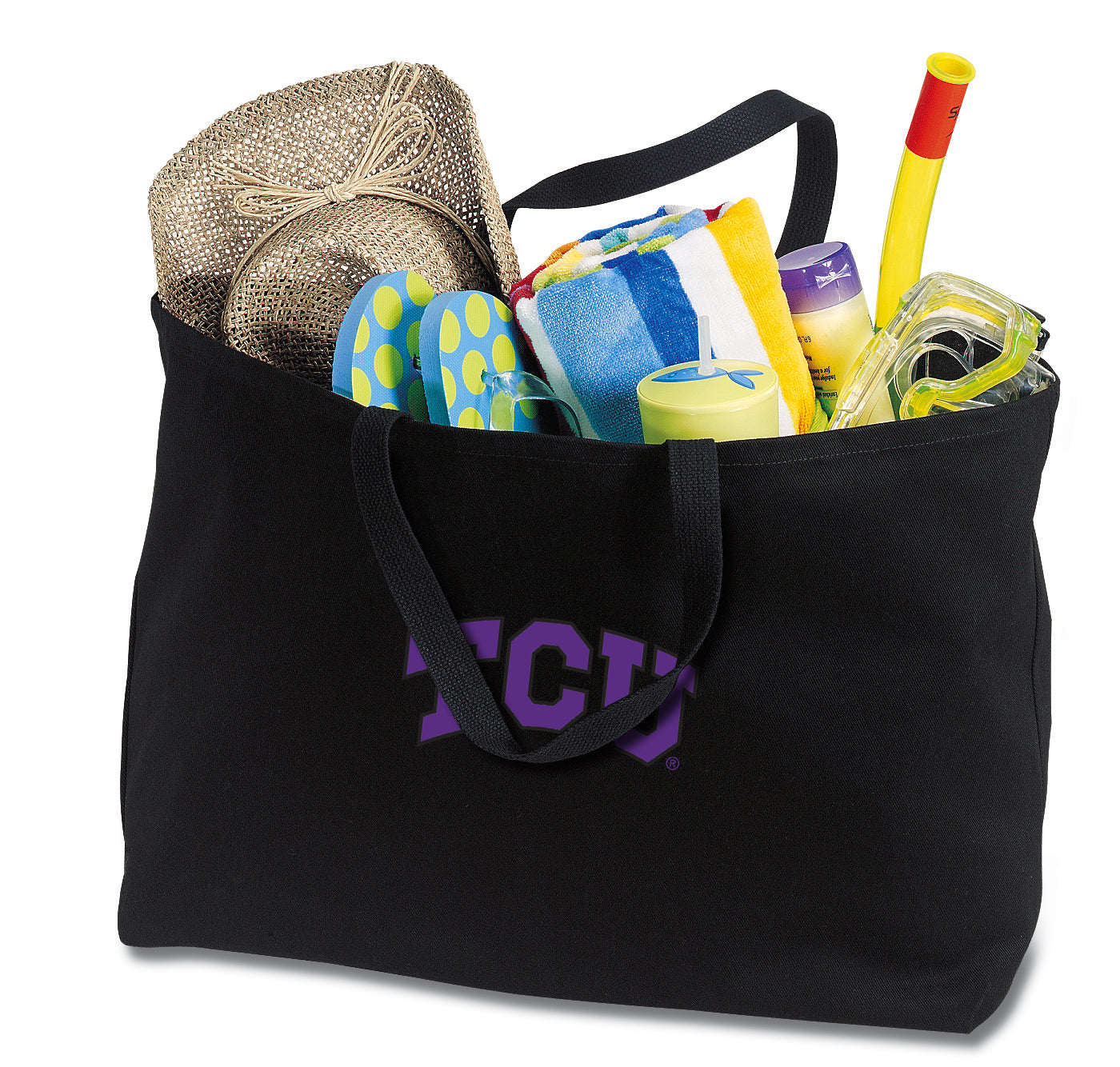 TCU Large Tote Bag Texas Christian Jumbo Tote for Beach Pool or Travel