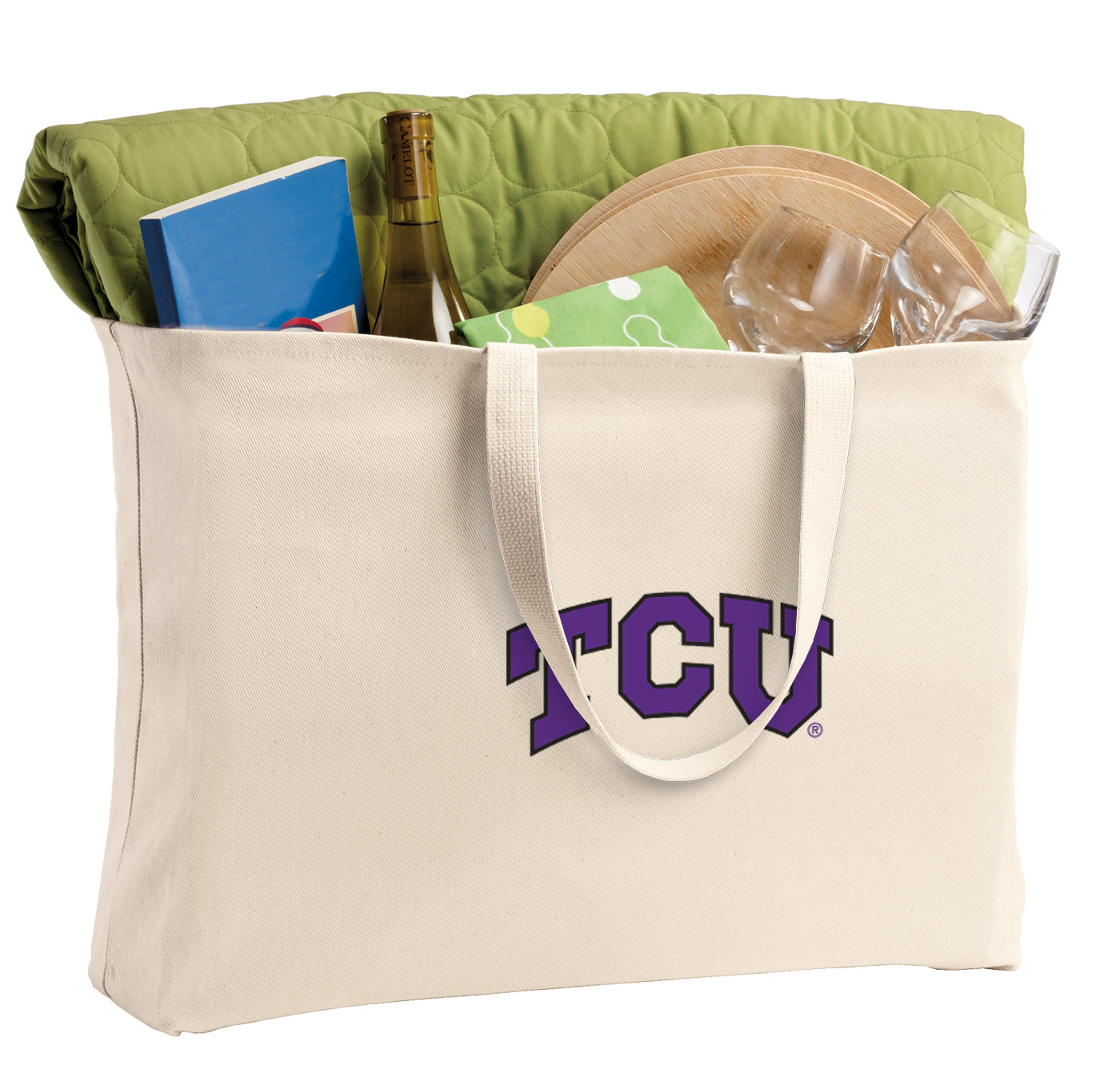 TCU Large Tote Bag Texas Christian Jumbo Tote for Beach Pool or Travel