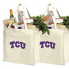 TCU Grocery Shopping Bags 2 PC SET Texas Christian Reusable Cotton Bags