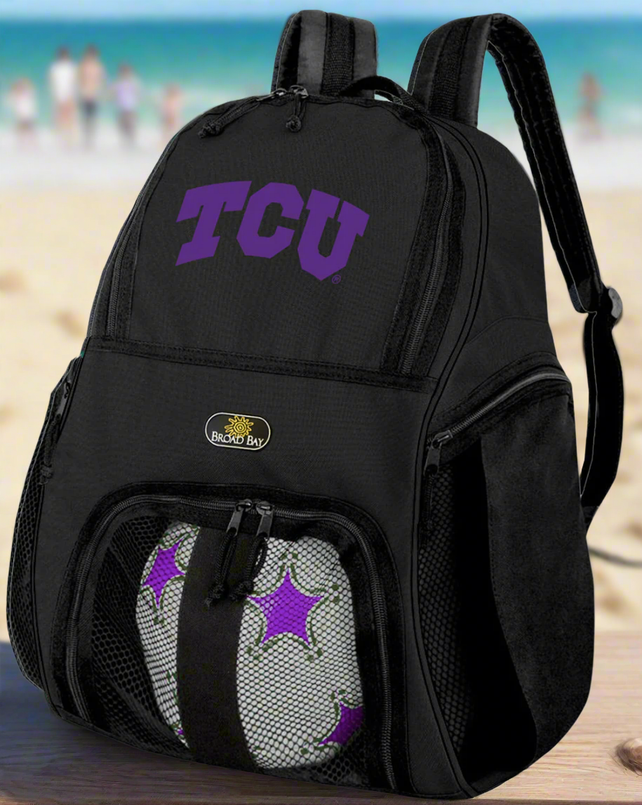 TCU Soccer Ball Backpack or Texas Christian Volleyball Sports Gear Bag