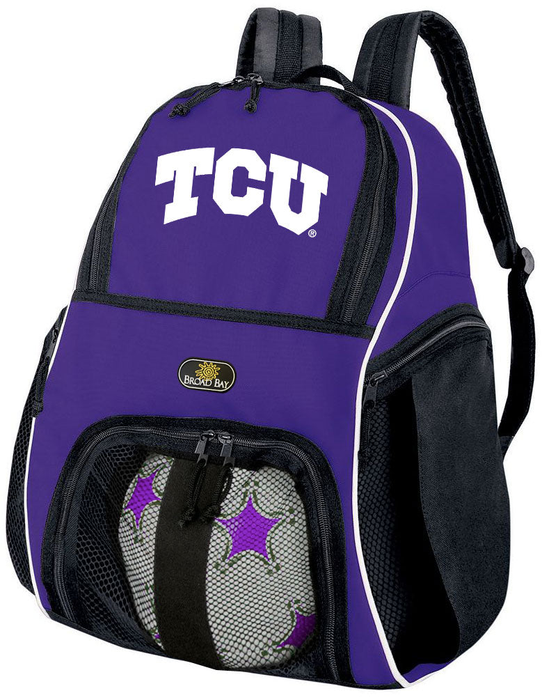 TCU Soccer Ball Backpack or Texas Christian Volleyball Sports Gear Bag