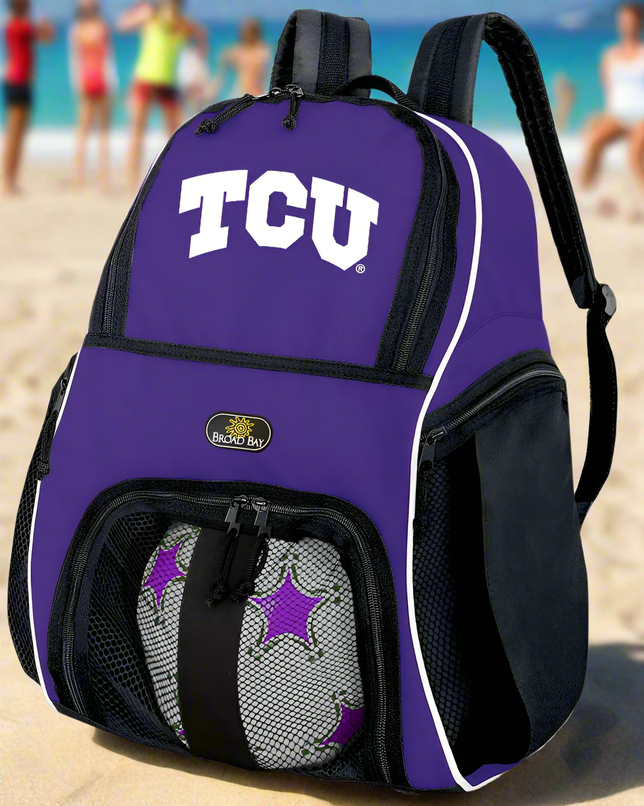 TCU Soccer Ball Backpack or Texas Christian Volleyball Sports Gear Bag