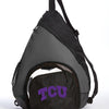 TCU Sling Backpack Texas Christian Bag with Soccer Ball or Volleyball Bag Sports Gear Compartment Practice Bag