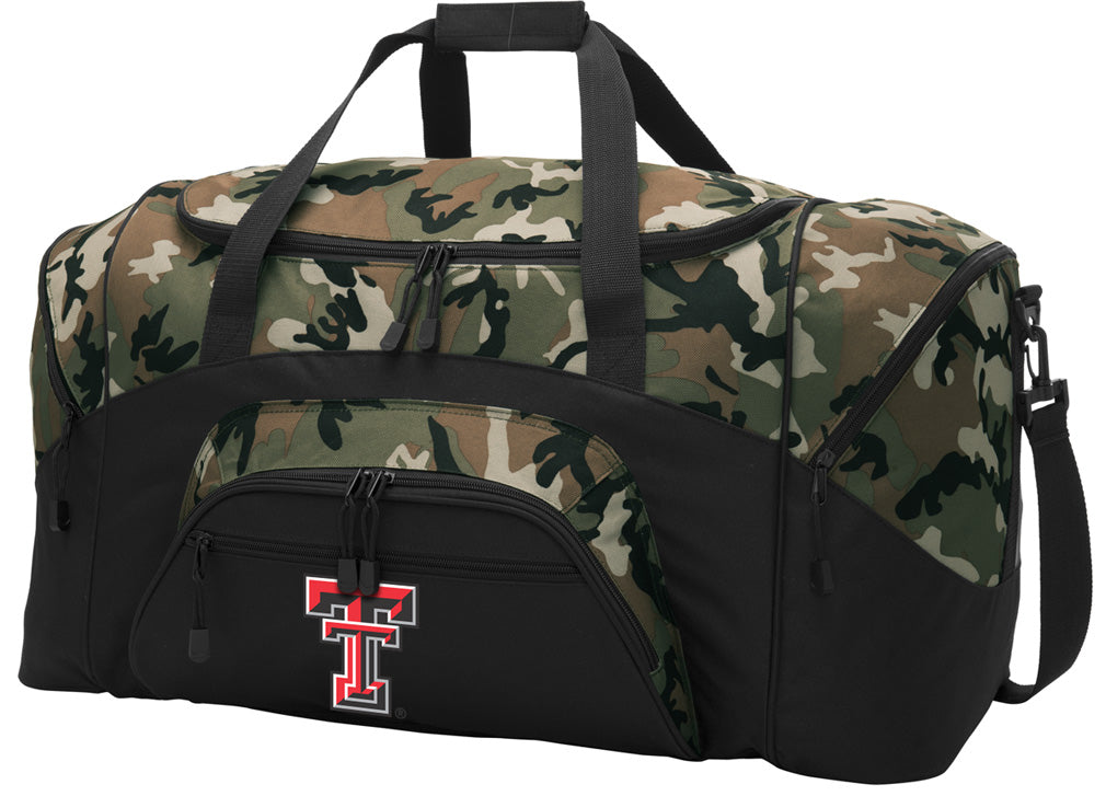 Texas Tech Large Camo Duffel Bag TTU Suitcase or Sports Gear Bag