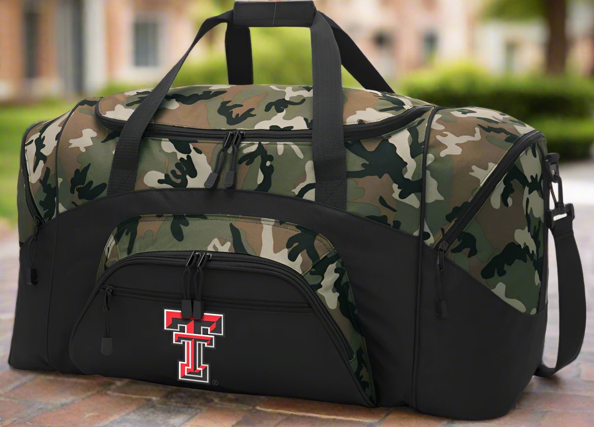 Texas Tech Camo Duffel Bag TTU Suitcase or Sports Gear Bag