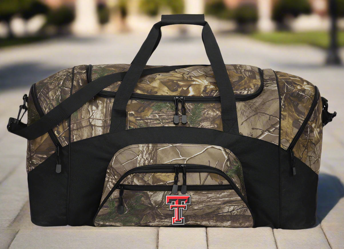 Texas Tech Camo Duffel Bag TTU Large Suitcase Travel Bag or Sports Gear Bag