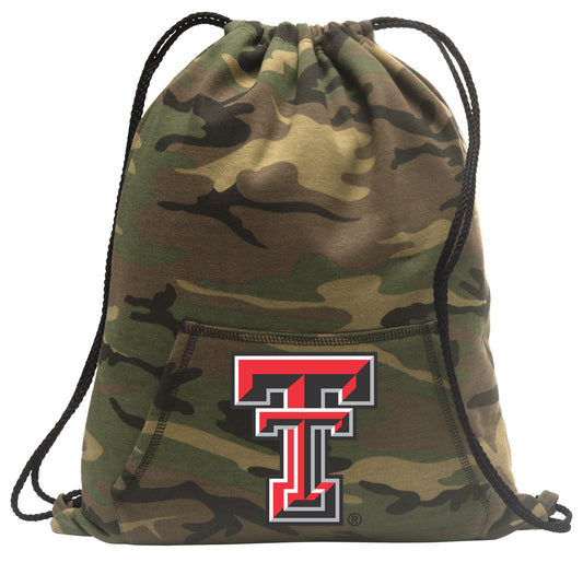 Texas Tech Camo Drawstring Backpack TTU Hoody Style Cinch Pack Bag