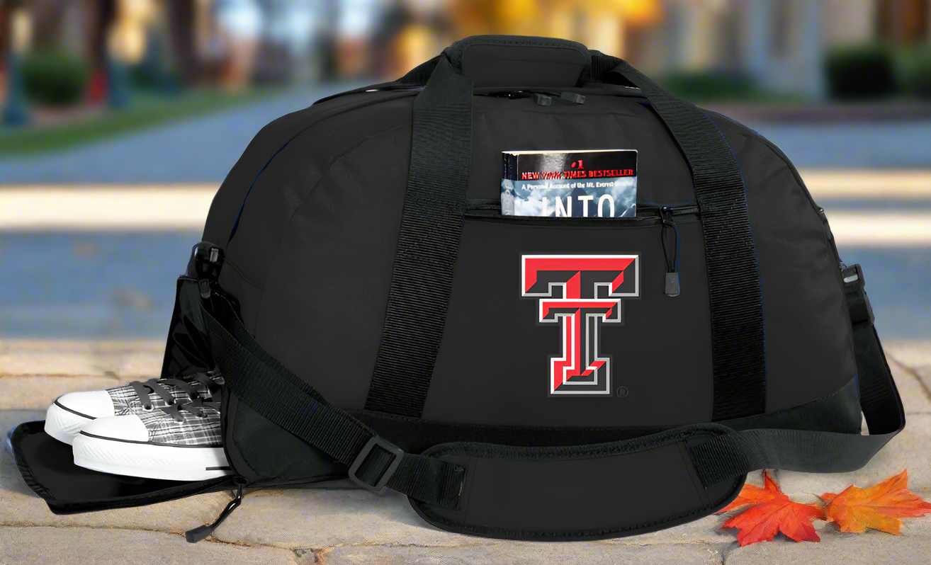 Texas Tech Duffel Bag TTU Gym or Sports Bag with Shoe Pocket