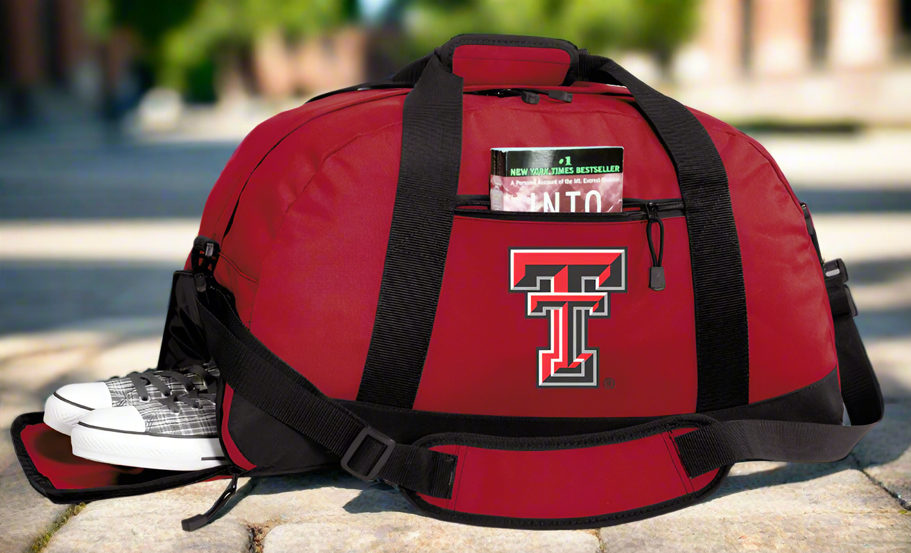 Texas Tech Duffel Bag TTU Gym or Sports Bag with Shoe Pocket