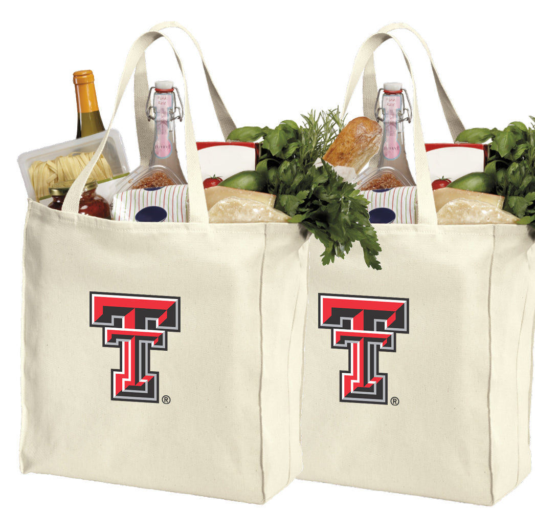 Texas Tech Grocery Shopping Bags 2 PC SET TTU Reusable Cotton Bags