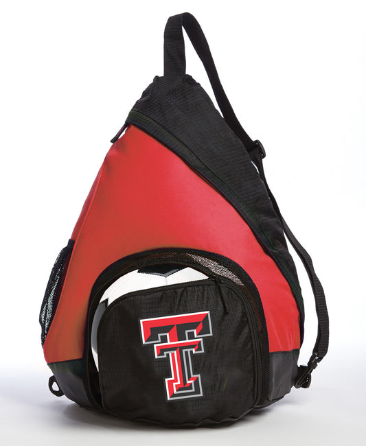 Texas Tech Sling Backpack TTU Bag with Soccer Ball or Volleyball Bag Sports Gear Compartment Practice Bag