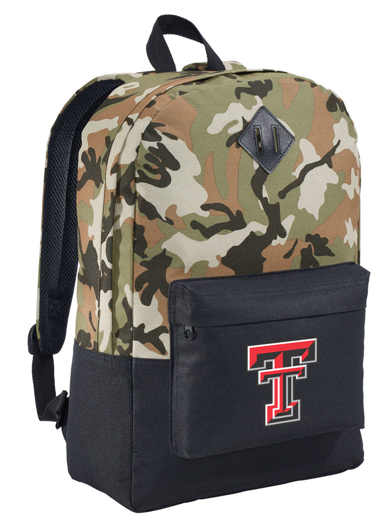 Texas Tech Camo Backpack TTU Medium Classic Style Backpack