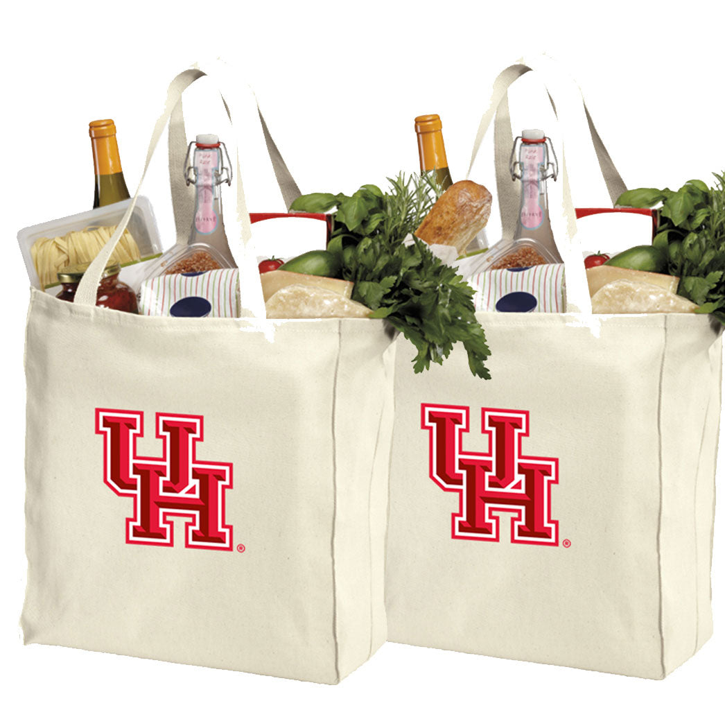 UH Grocery Shopping Bags 2 PC SET University of Houston Reusable Cotton Bags