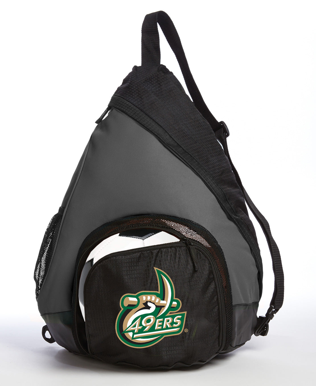 UNC Charlotte Sling Backpack Charlotte 49ers Bag with Soccer Ball or Volleyball Bag Sports Gear Compartment Practice Bag