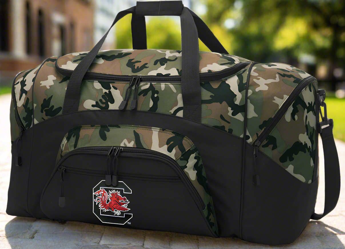 University of South Carolina Large Camo Duffel Bag USC Gamecocks Suitcase or Sports Gear Bag