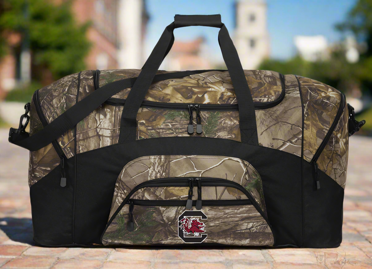 University of South Carolina Camo Large Duffel Bag USC Gamecocks Suitcase Travel Bag or Sports Gear Bag