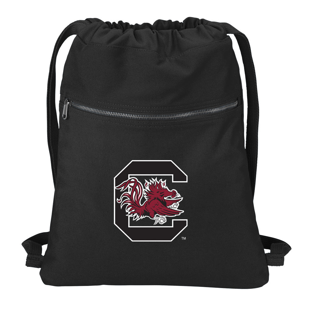 University of South Carolina Canvas Drawstring Backpack USC Gamecocks Cotton Cinch Pack Bag