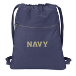 Naval Academy Canvas Drawstring Backpack Navy Midshipmen Cotton Cinch Pack Bag