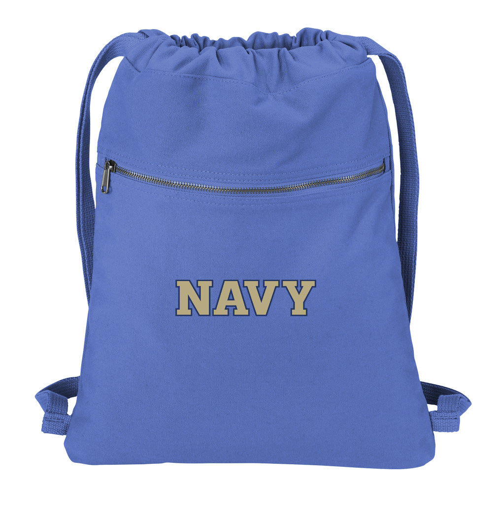 Naval Academy Canvas Drawstring Backpack Navy Midshipmen Cotton Cinch Pack Bag