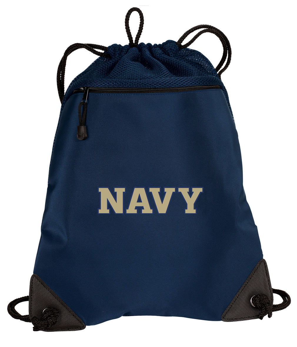 Naval Academy Drawstring Backpack Navy Midshipmen Cinch Pack - Mesh & Microfiber