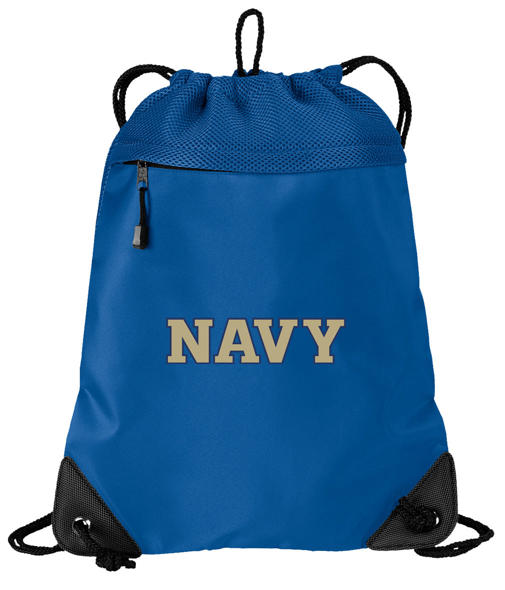 Naval Academy Drawstring Backpack Navy Midshipmen Cinch Pack - Mesh & Microfiber