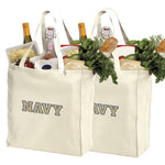 Naval Academy Grocery Shopping Bags 2 PC SET Navy Midshipmen Reusable Cotton Bags