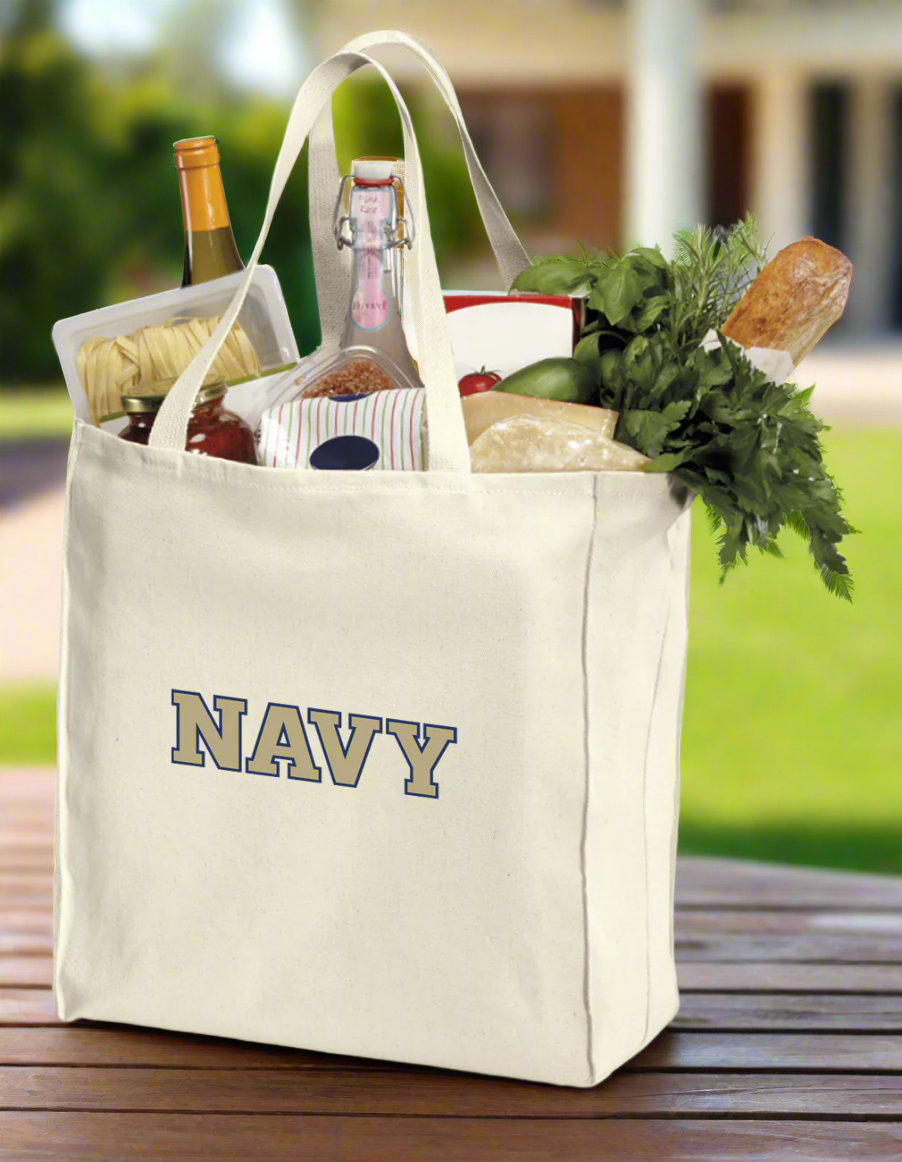 Naval Academy Grocery Shopping Bags 2 PC SET Navy Midshipmen Reusable Cotton Bags