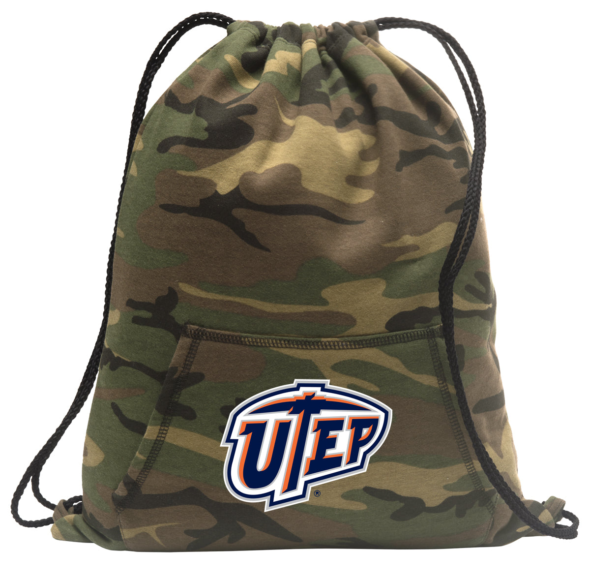 UTEP Camo Drawstring Backpack University of Texas El Paso Hoody Style Cinch Pack Bag