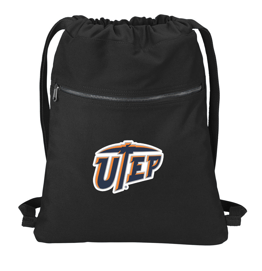 UTEP Canvas Drawstring Backpack University of Texas El Paso Cotton Cinch Pack Bag