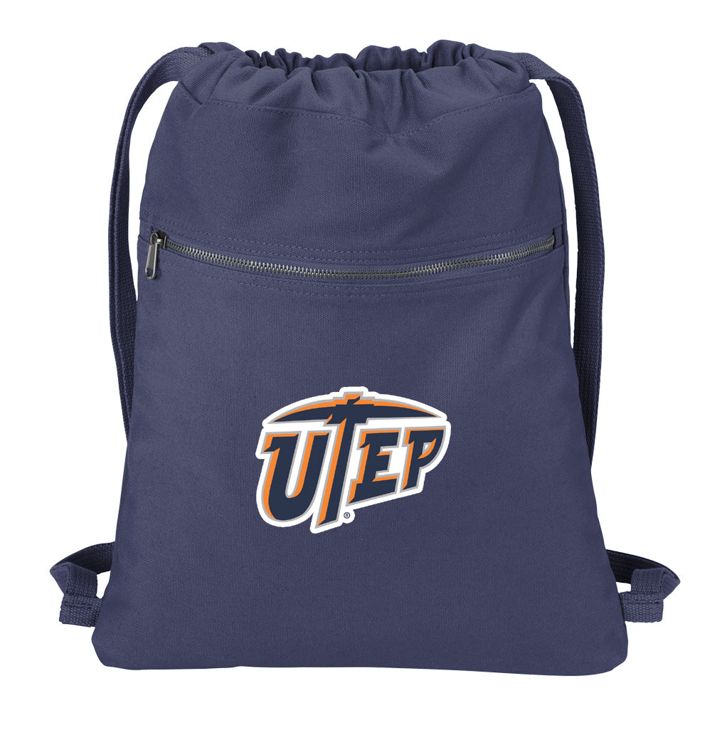 UTEP Canvas Drawstring Backpack University of Texas El Paso Cotton Cinch Pack Bag