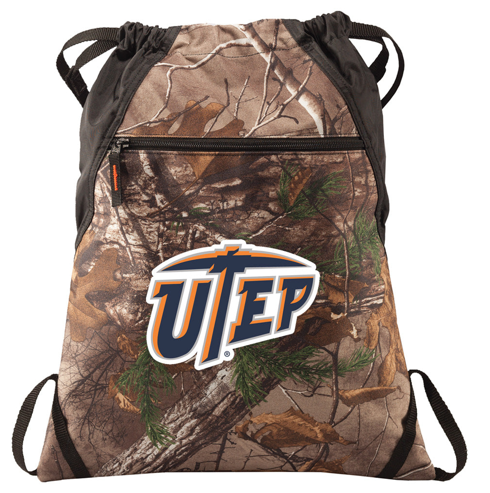 UTEP Camo Cinch Pack University of Texas El Paso Drawstring Backpack Bag