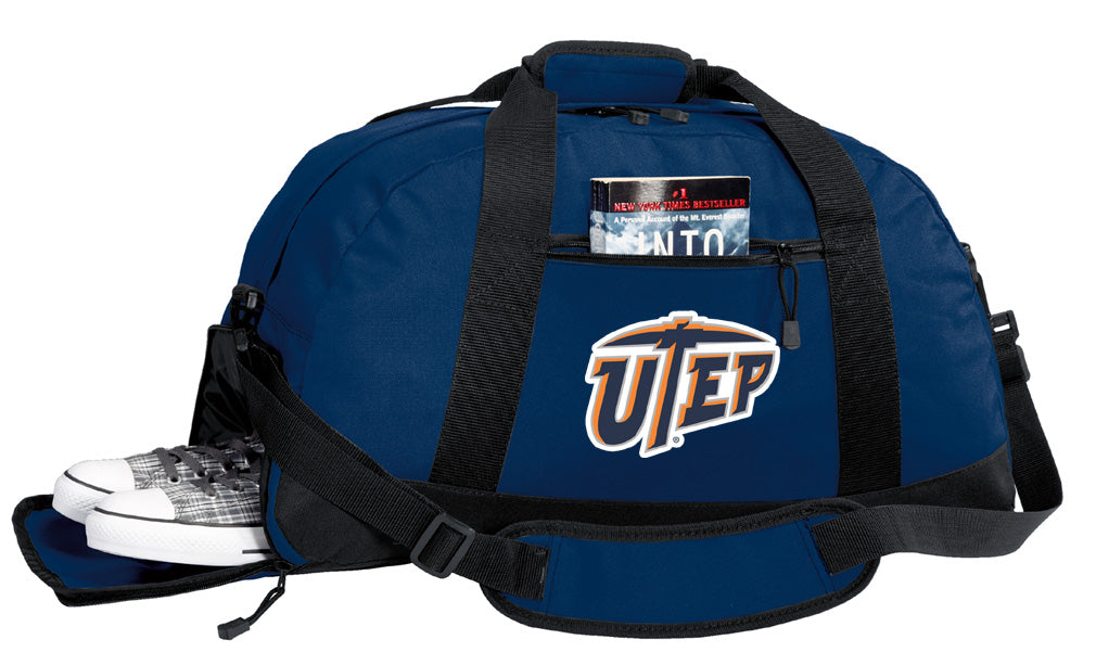 UTEP Duffel Bag University of Texas El Paso Gym or Sports Bag with Shoe Pocket