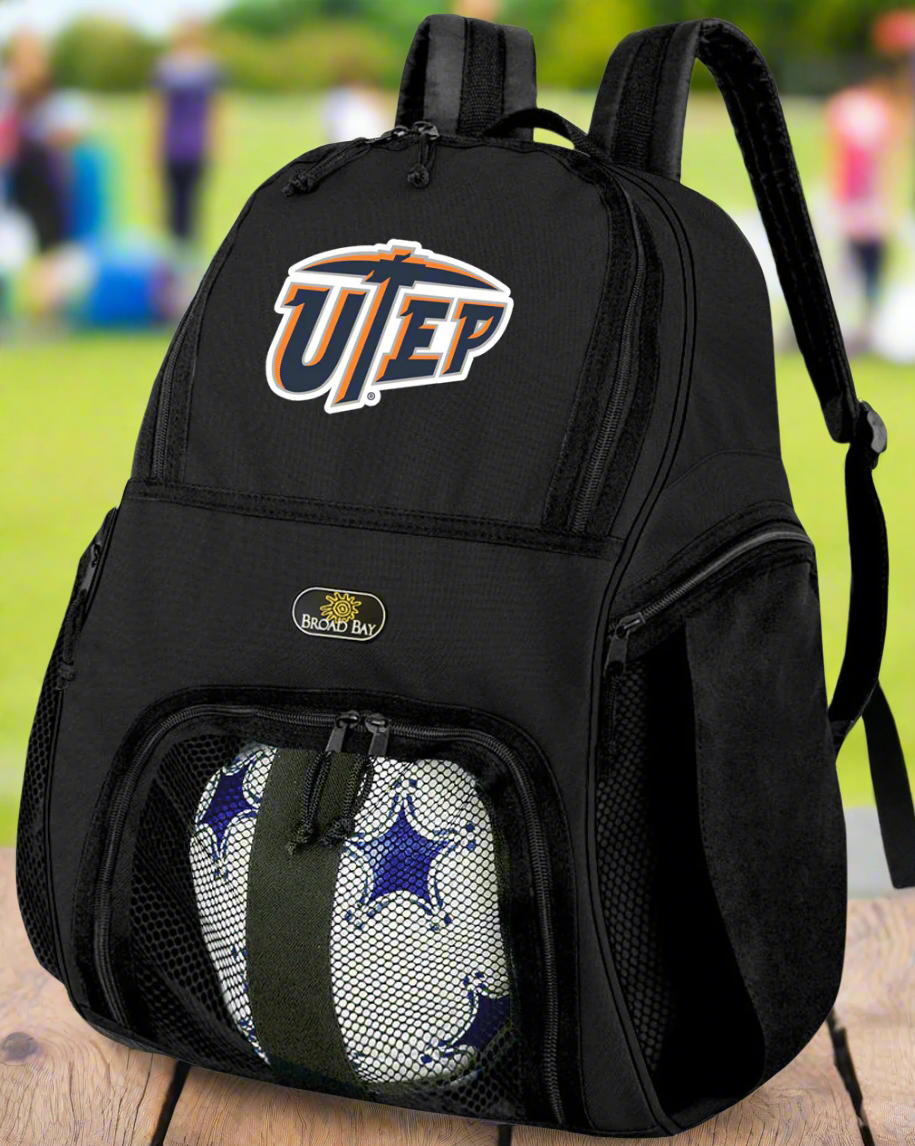 UTEP Soccer Ball Backpack or University of Texas El Paso Volleyball Sports Gear Bag