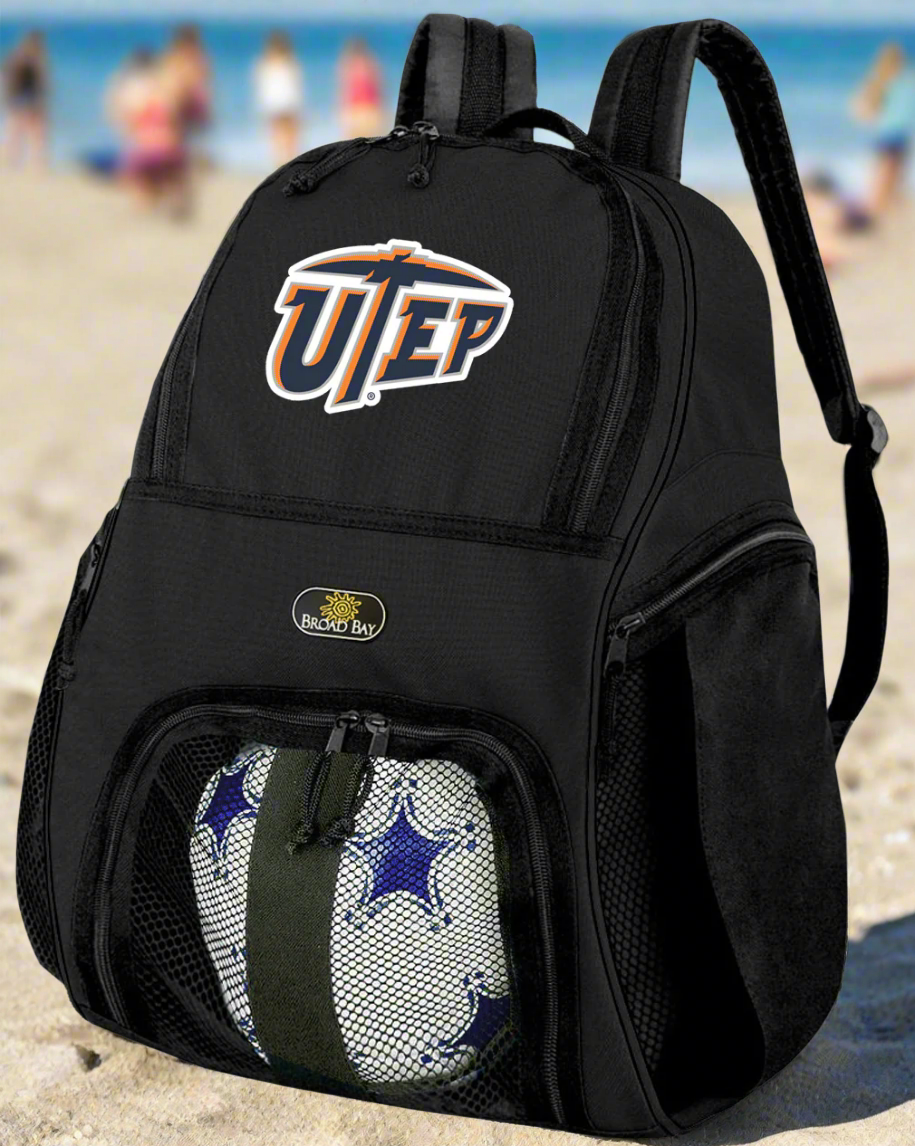 UTEP Soccer Ball Backpack or University of Texas El Paso Volleyball Sports Gear Bag